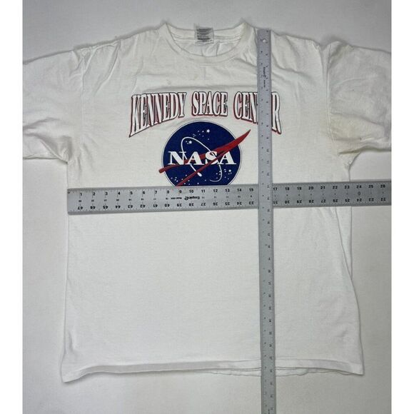 VINTAGE Kennedy Space Center NASA T-shirt Men XL White 90s Single Stitch - Picture 10 of 10